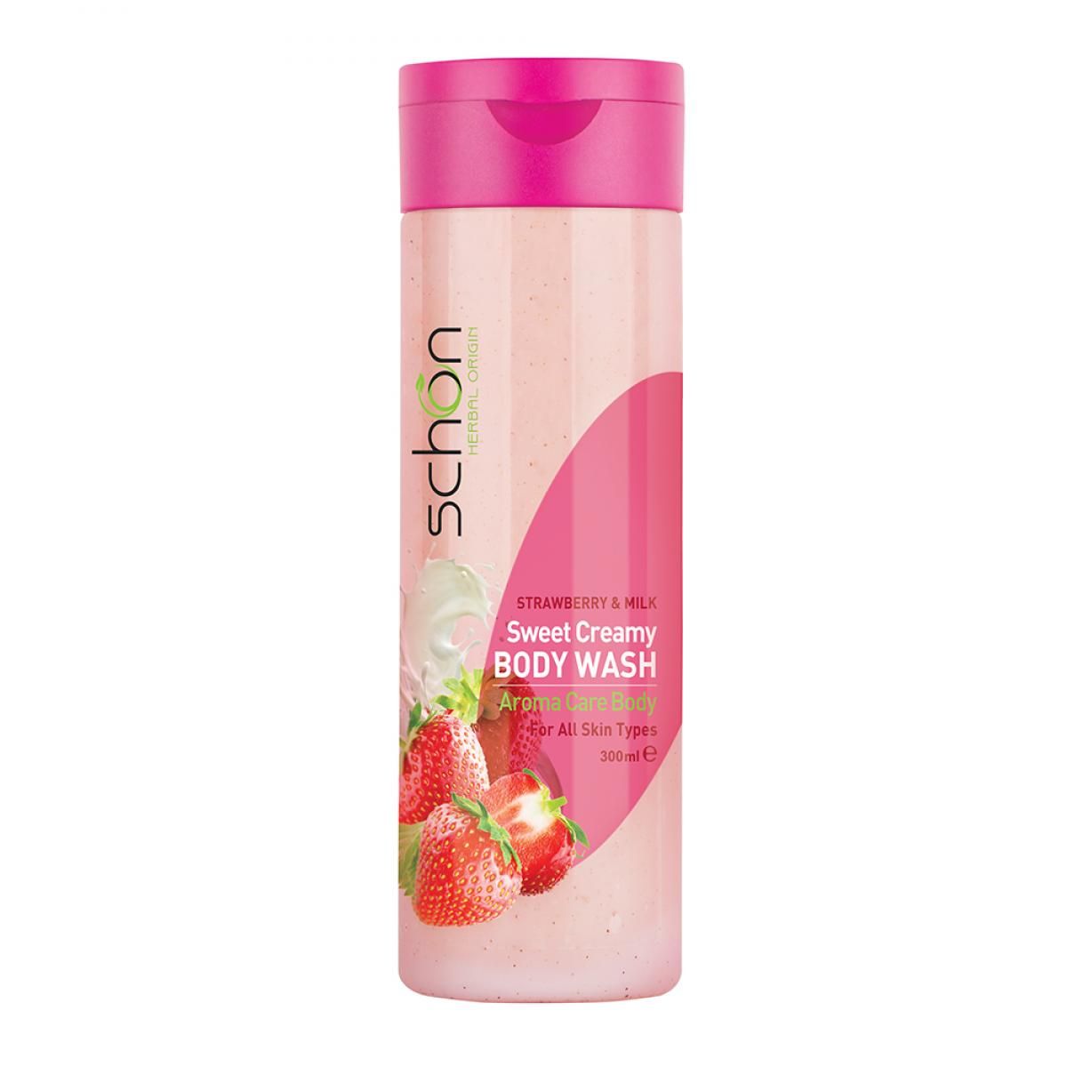 شامپو بدن شون مدل کرمی شیر توت فرنگی