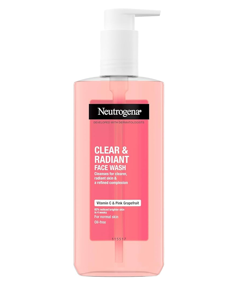 ژل شستشو صورت نوتروژینا Clear & Radiant حاوی ویتامین C و عصاره ی گریپ فروت