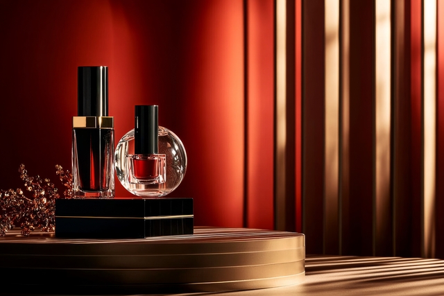 small vecteezy elegant perfume bottles displayed on a round table with warm 67961294 small